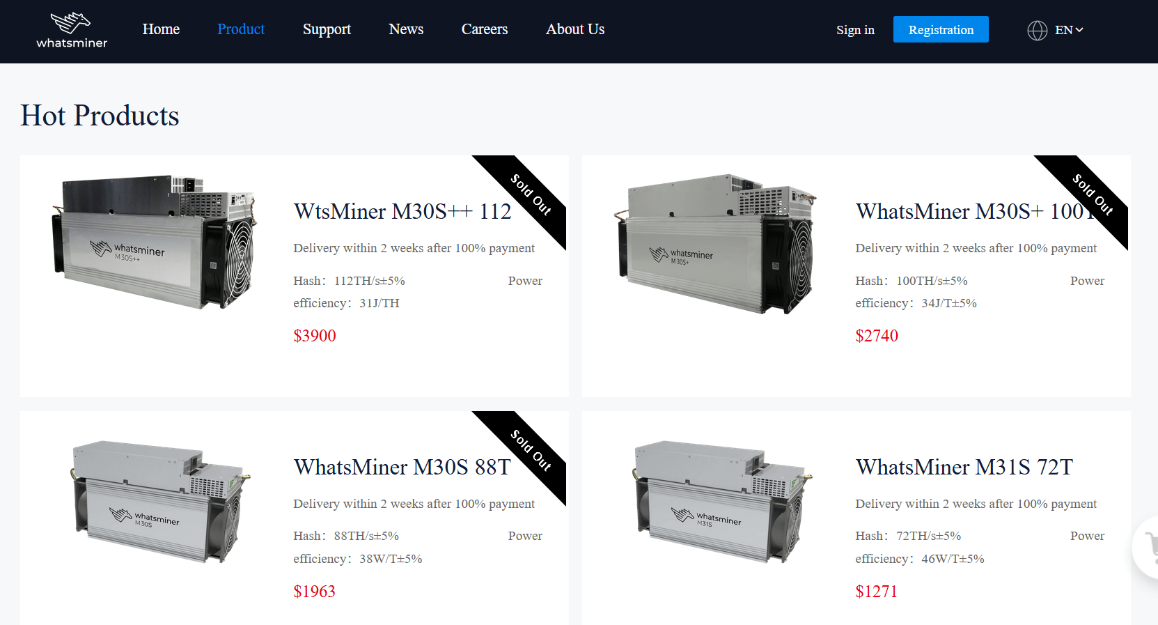 Bitcoin mining equipment from MicroBT