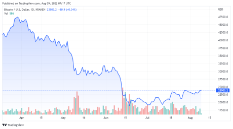 BTCUSD price chart for 08/09/2022 - TradingView