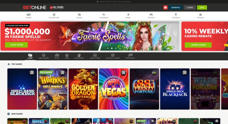 BetOnline one of the best online casinos for real money slots