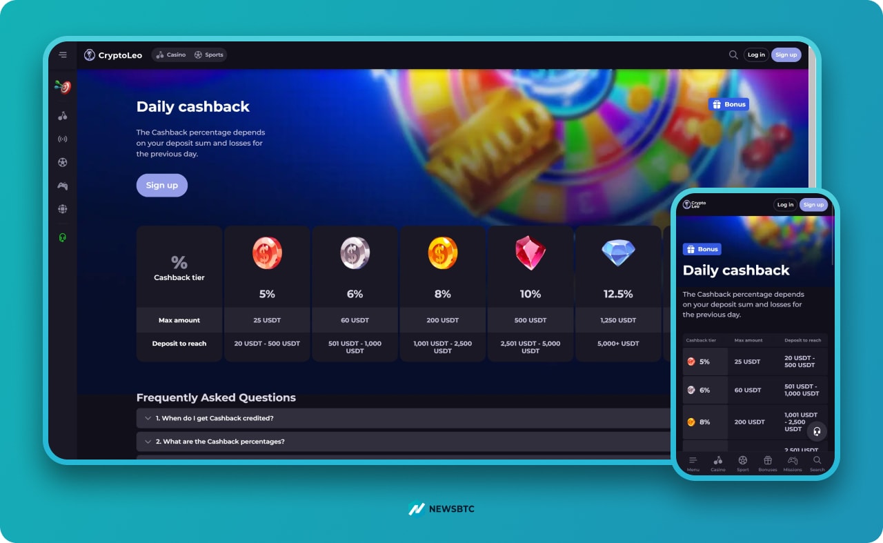 Daily Cashback at Cryptoleo Casino