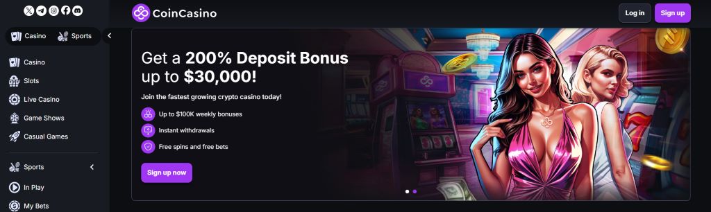 CoinCasino - เว็บไซต์ที่ให้บริการเกมจากค่ายเกมชั้นนำ พร้อมกับไลฟ์แชทสนับสนุน