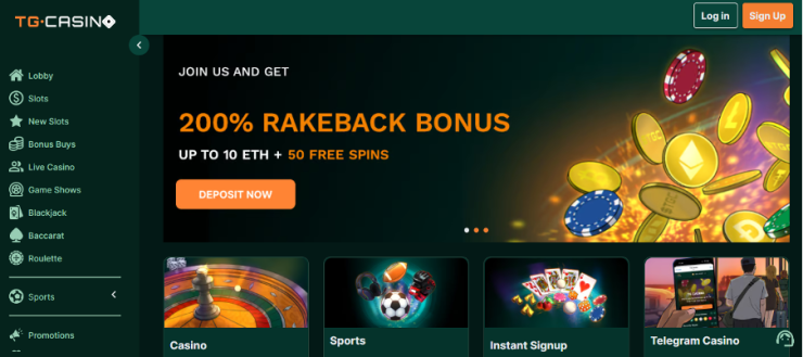 TG Casino is a great gambling site with 200% rakeback