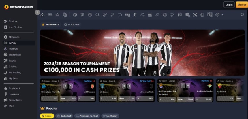 instant casino футболни залози