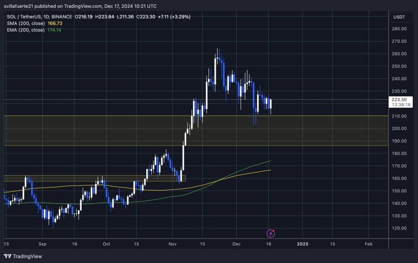 SOL probando demanda crucial por encima de 210 $