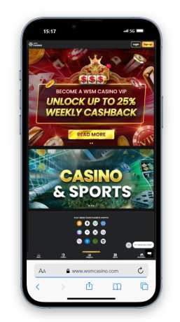 The WSM Casino homepage