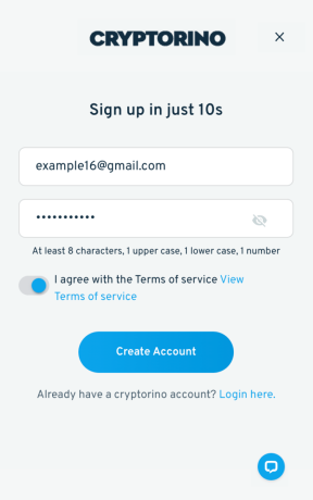 sign up process cryptorino casino