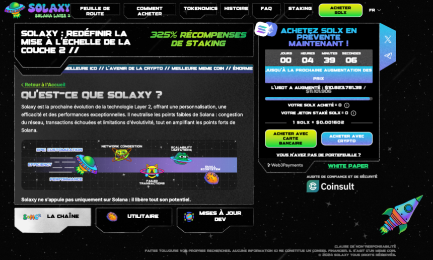 Prévente de Solaxy avec la cryptomonnaie $SOLX