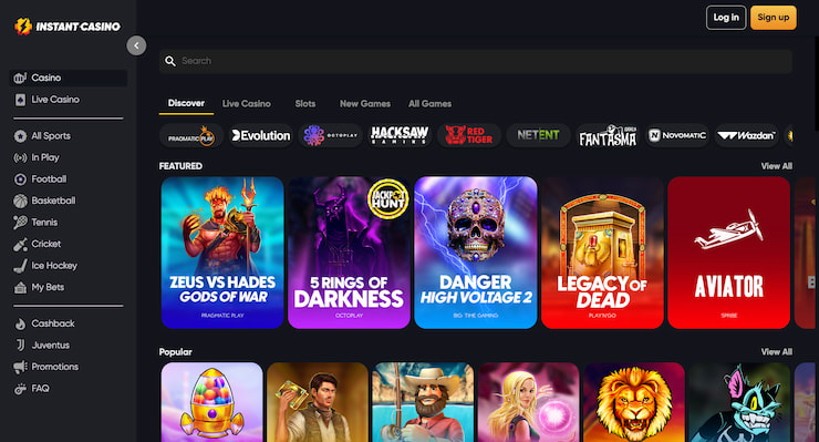 Instant Casino - one of the best decentralized gambling and casino sites 