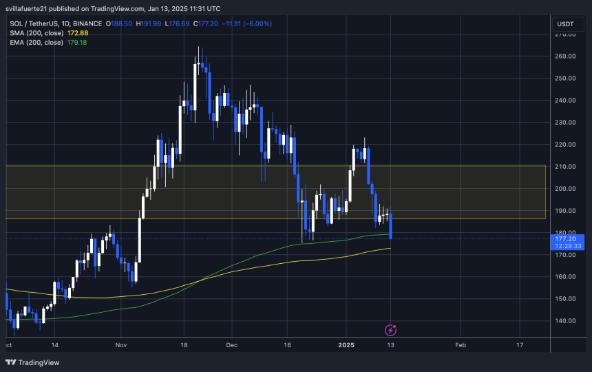 SOL probando una demanda crucial por encima de $175 | Fuente: gráfico SOLUSDT en TradingView