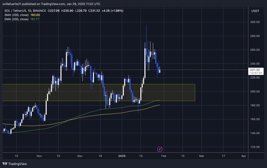 SOL tetsing crucial liquidity | Source: SOLUSDT chart on TradingView