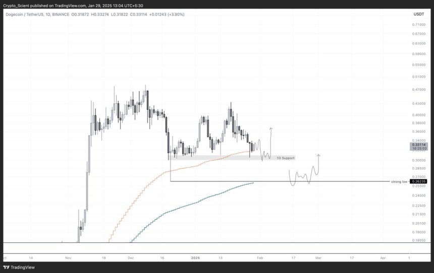 Dogecoin setting up for a massive leg higher | Source: Scient on X