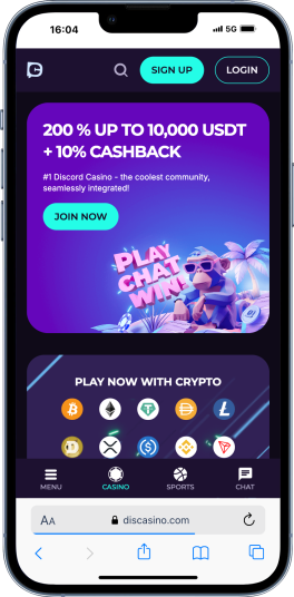 The Discasino homepage.