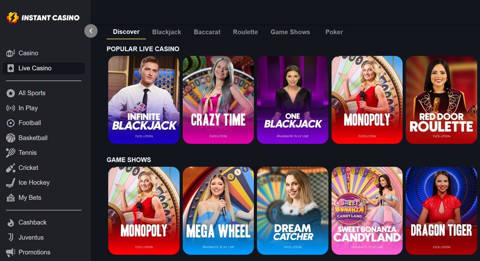 скриншот instantcasino