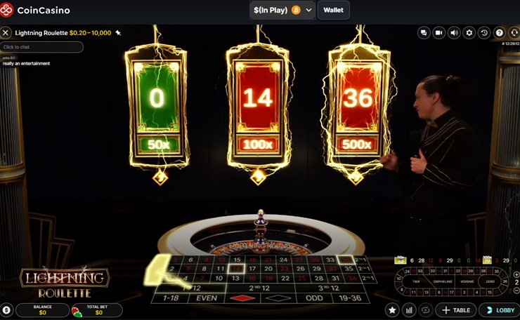 lightning roulette from coincasino