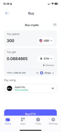 Payment screen on Best Wallet