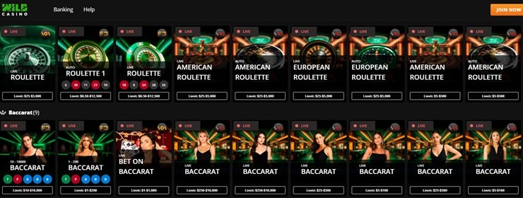 wild casino live roulette