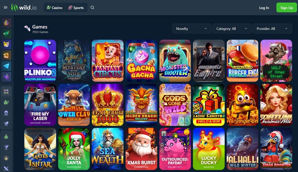 скриншот лобби онлайн казино wild.io