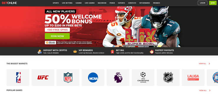 betonline sports bonus and sports markets