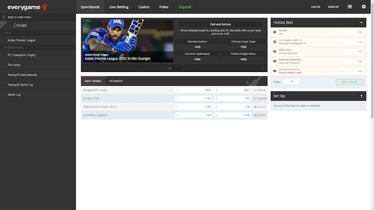 Everygame Indian Premier League Betting