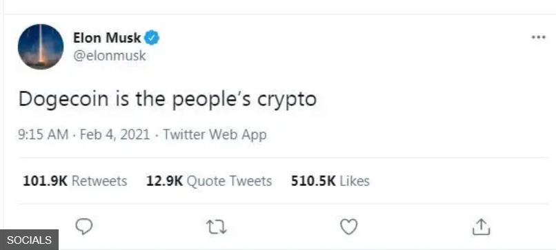elon musk tweet na dogecoin 