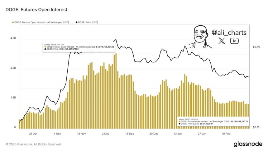 Dogecoin Futures Open Interest | Source: Ali Martinez on X