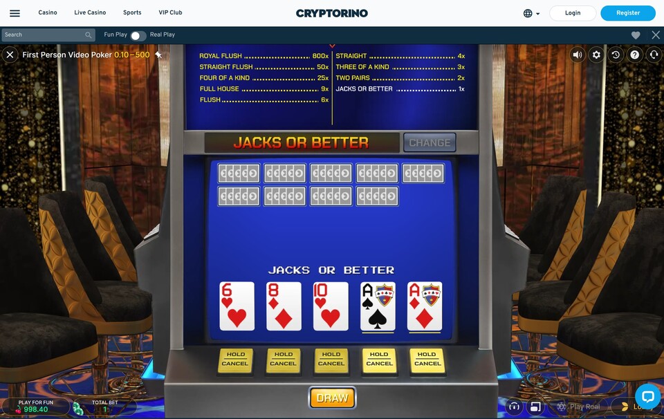 видео покер в казино cryptorino 