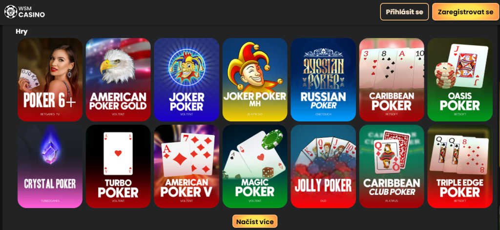 Online poker na WSM casino