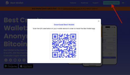 QR 코드를 스캔하여 베스트 월렛 앱을 휴대폰에 다운로드하기
