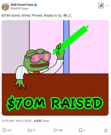 Wall Street Pepe acaba de recaudar $70 millones 