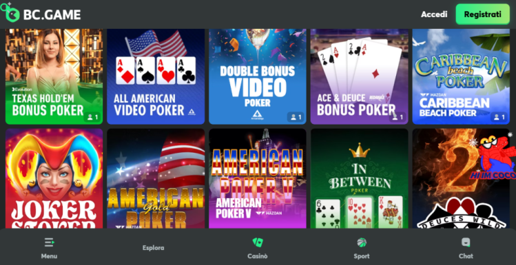 home page BC.Game - migliori crypto poker