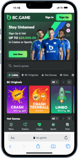 The BC.Game homepage.