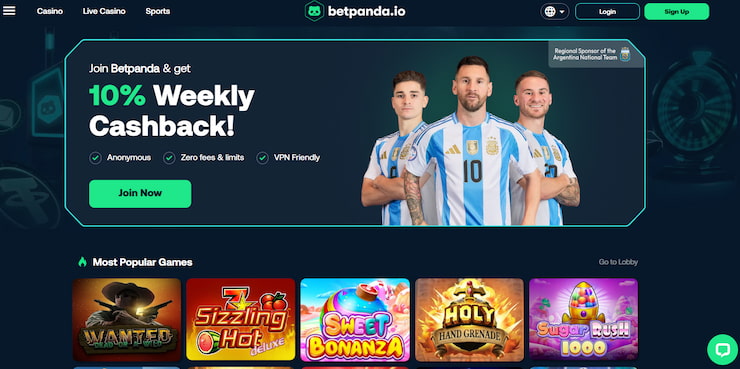 Screenshot of BetPanda's crypto betting home page