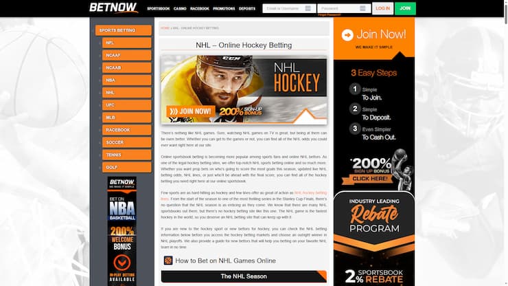 Betnow NHL Online Hockey Betting