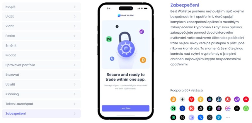 Bezpečnost peněženky Best Wallet