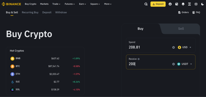 How to onramp on Binance