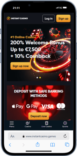 The Instant Casino homepage.
