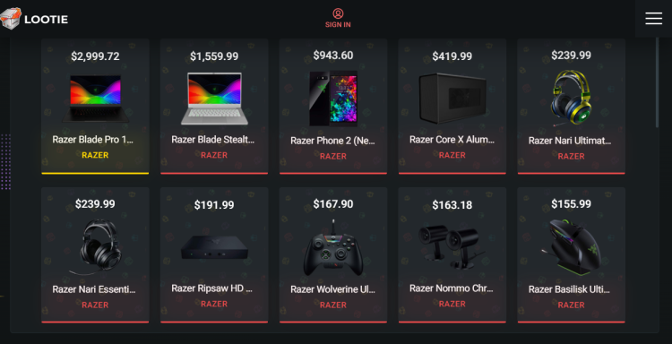 Lootie home page - mystery box