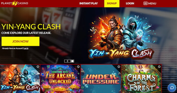 Main page for Planet 7 Casino