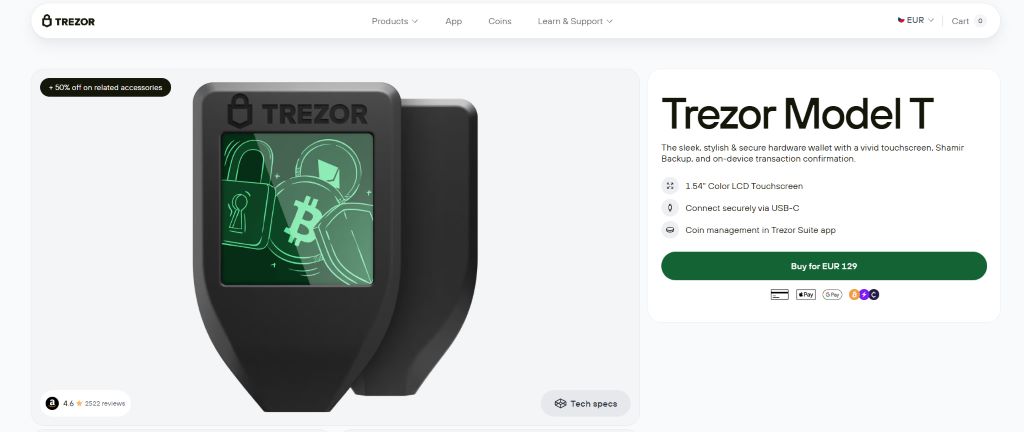 Trezor Model T český favorit