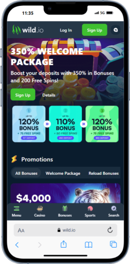 Mobile Promotions Page at Wild.io