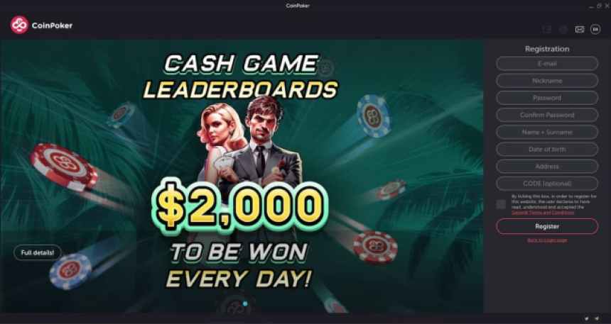 Registreeri Coinpoker konto