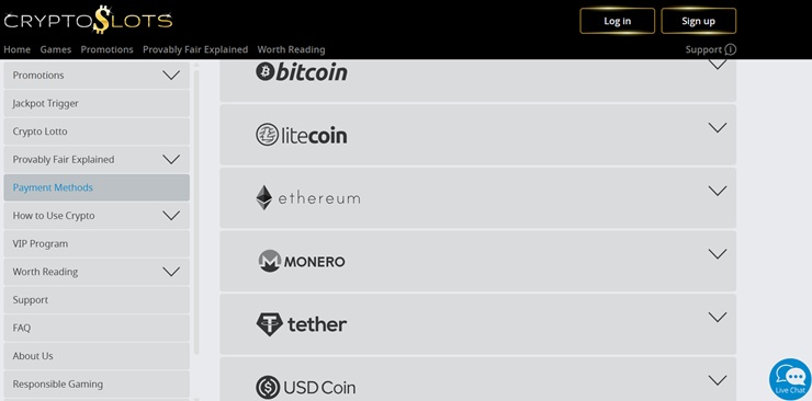 crypto slots deposit methods