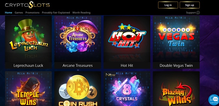 crypto slots homepage screenshot for our cryptoslots.com review