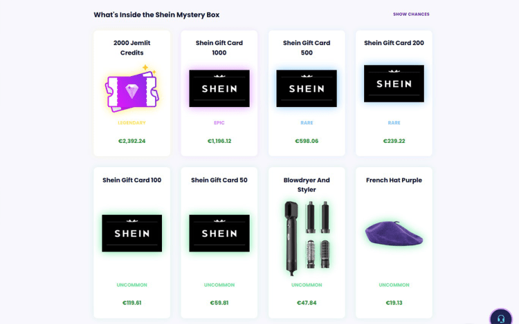 shein mystery prizes