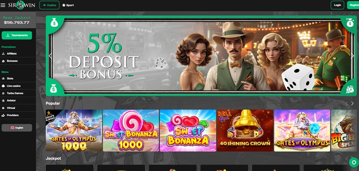 sirwin casino review deposit bonus screenshot
