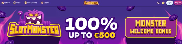 screenshot of slot monster casino welcome bonus