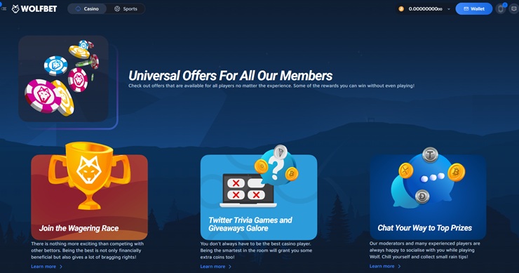 wolfbet casino wagering race, twitter, chat trivia