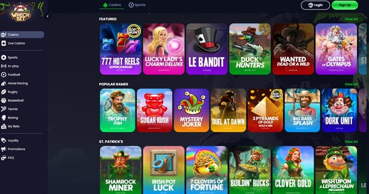 wreck bet eu online casino game selection