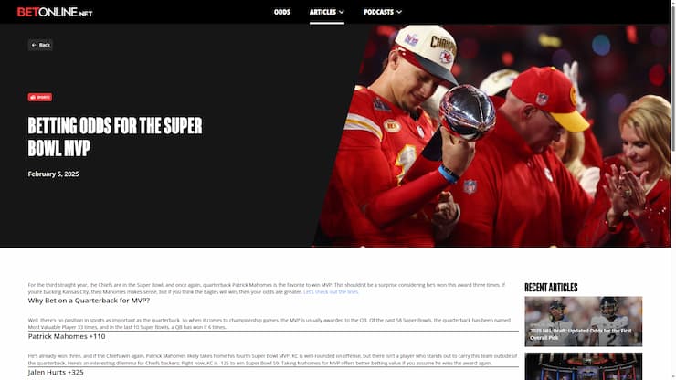 BetOnline Super Bowl Prop Bets