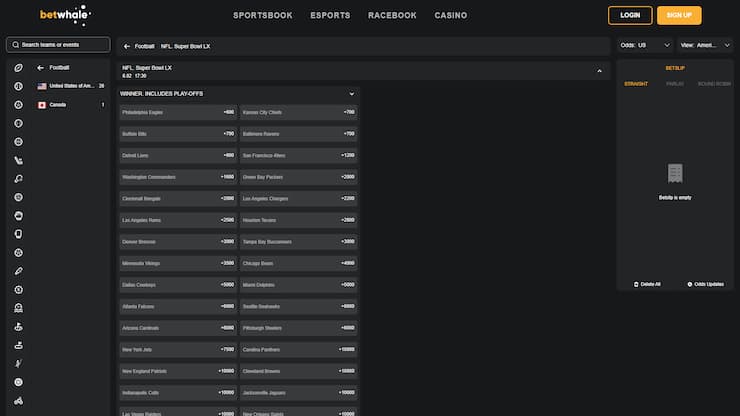 BetWhale Super Bowl LX Futures